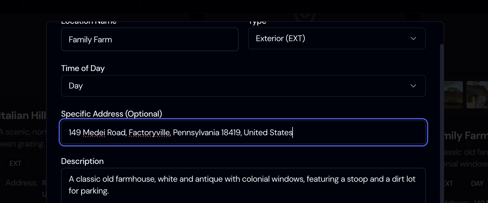 Screenshot: Adding a Map Pin or Address