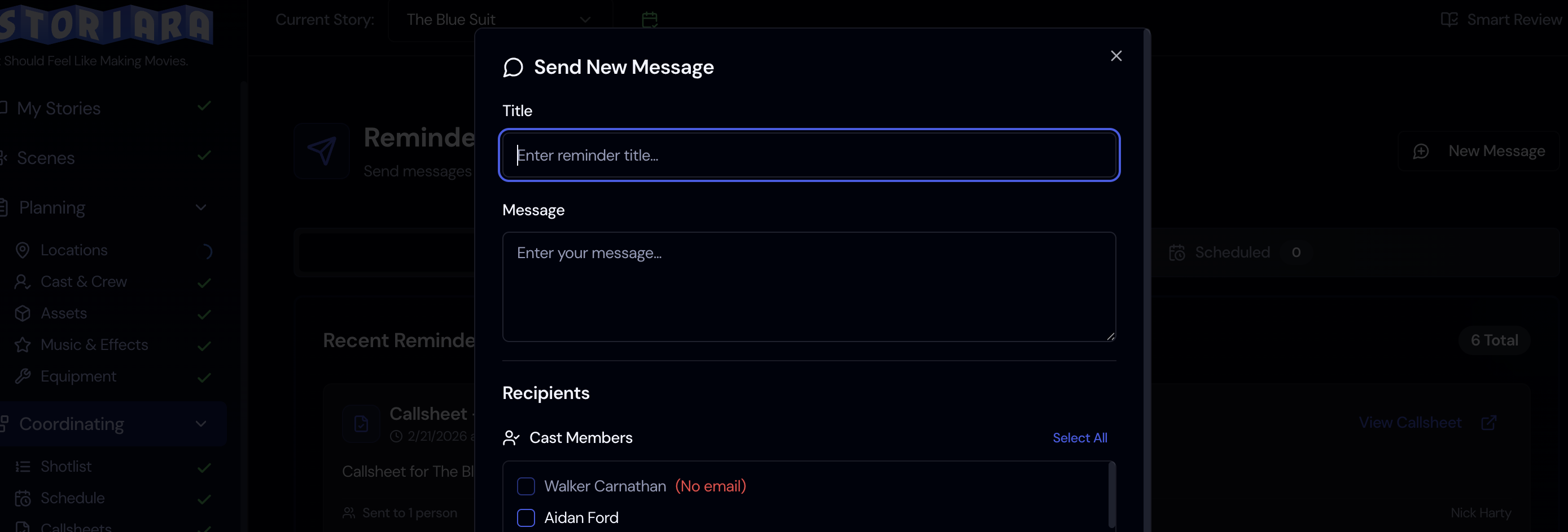 Screenshot: Reminders Broadcast